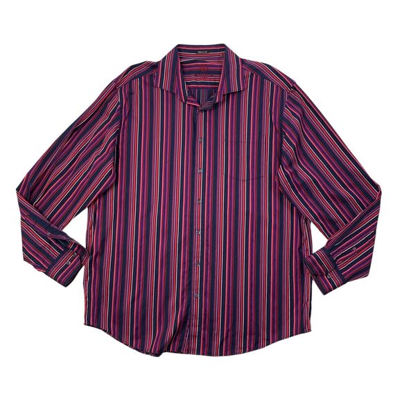 Bugatchi Uomo Shirt Men 2XL XXL Striped Cotton Classic Fit Button Up Long Sleeve - Picture 1 of 9